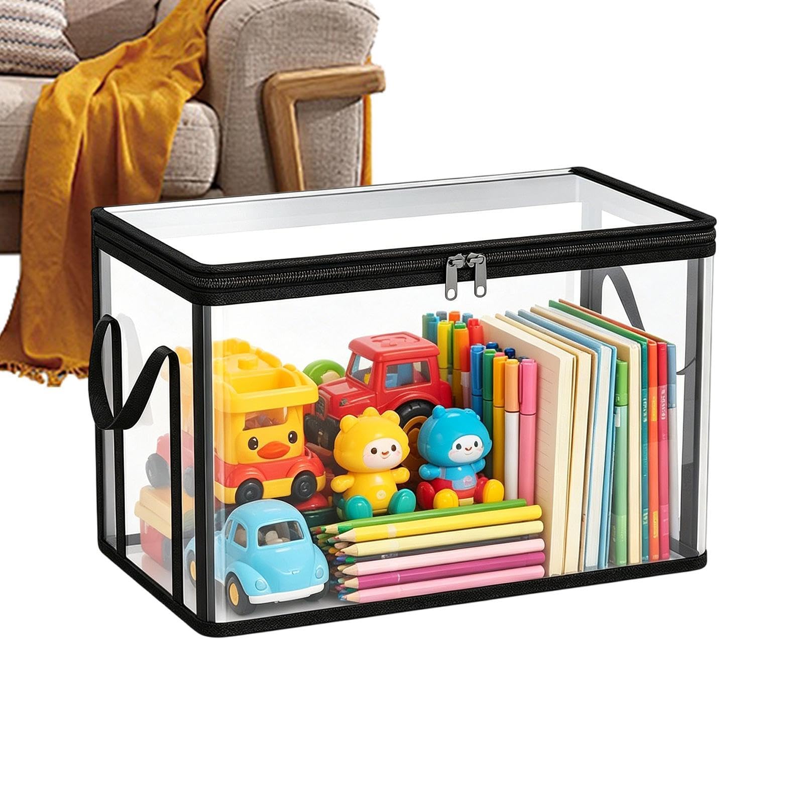 Storage Boxes with Lids, Clear Book Organizer for Classroom Dorm