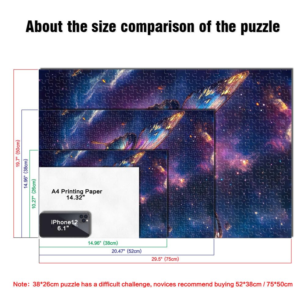Jeu de Quiz Papillon Cosmique à Ailes de Verre Puzzle 2000 pièces pour Adultes 70x100cm Offrir en Cadeau à Toute la Famille Convient aux 14 Ans et Plus