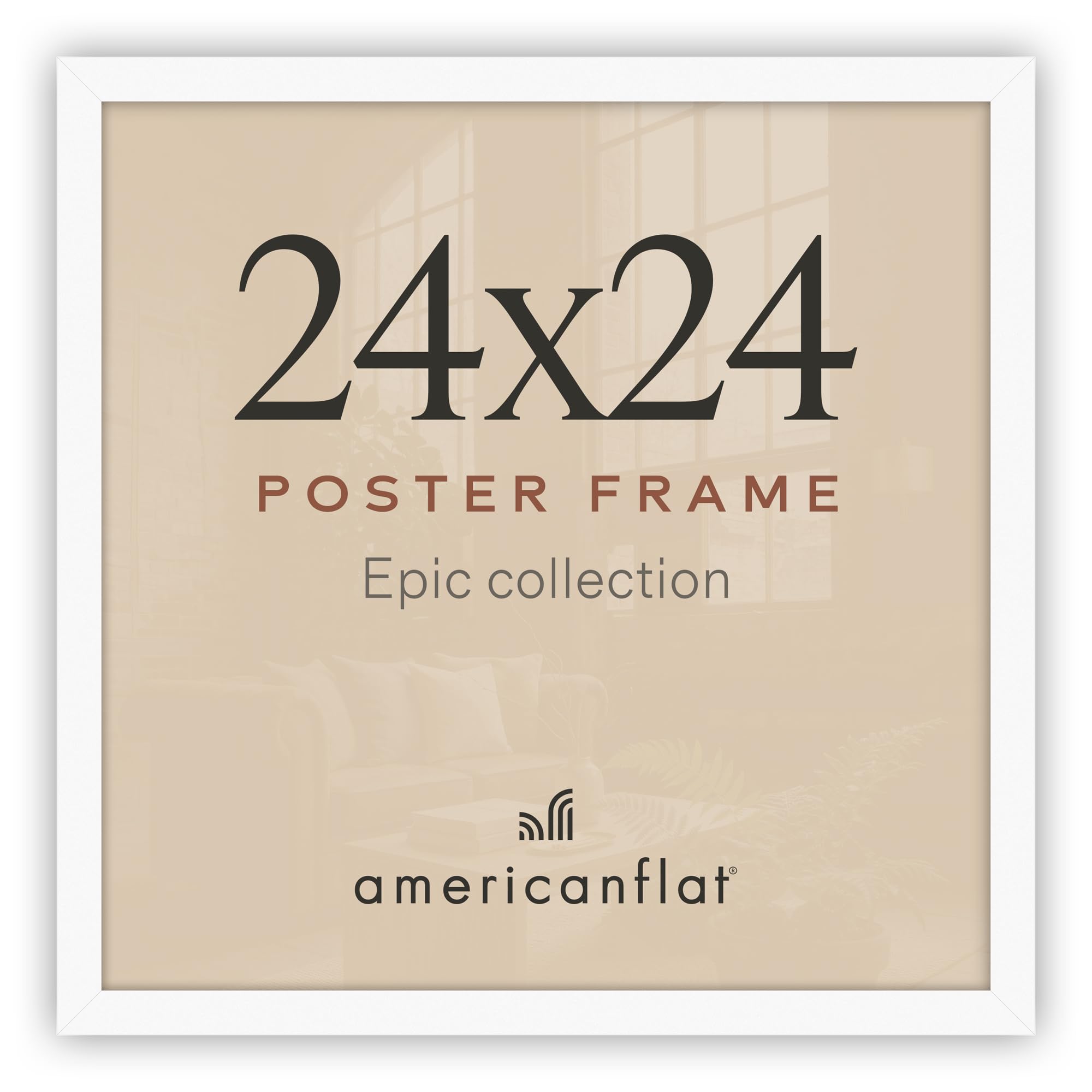 Americanflat 24x24 Poster Frame - Engineered Wood - White