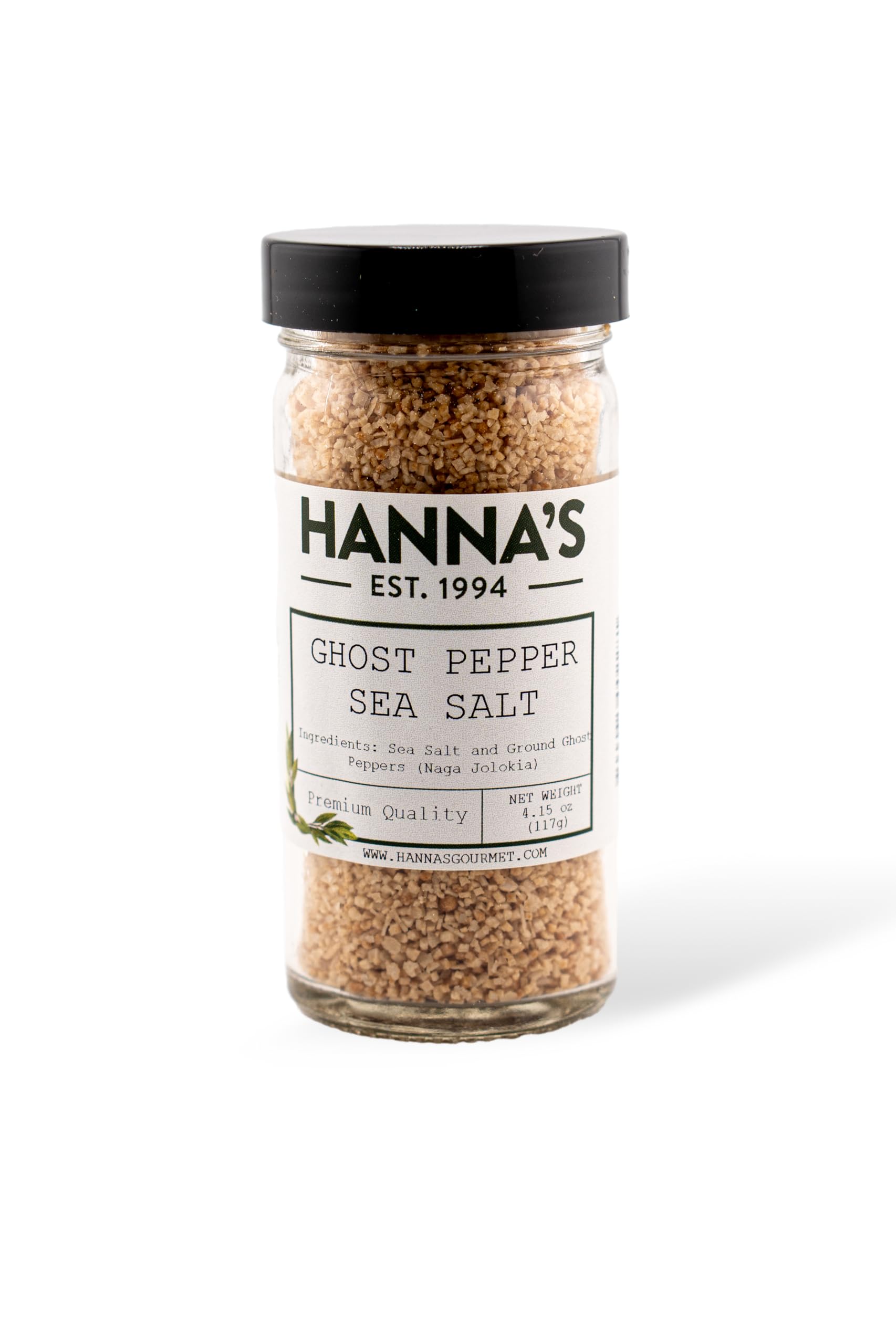 Hanna's, GHOST PEPPER SALT, Premium Quality, 4 fl oz Glass Jar