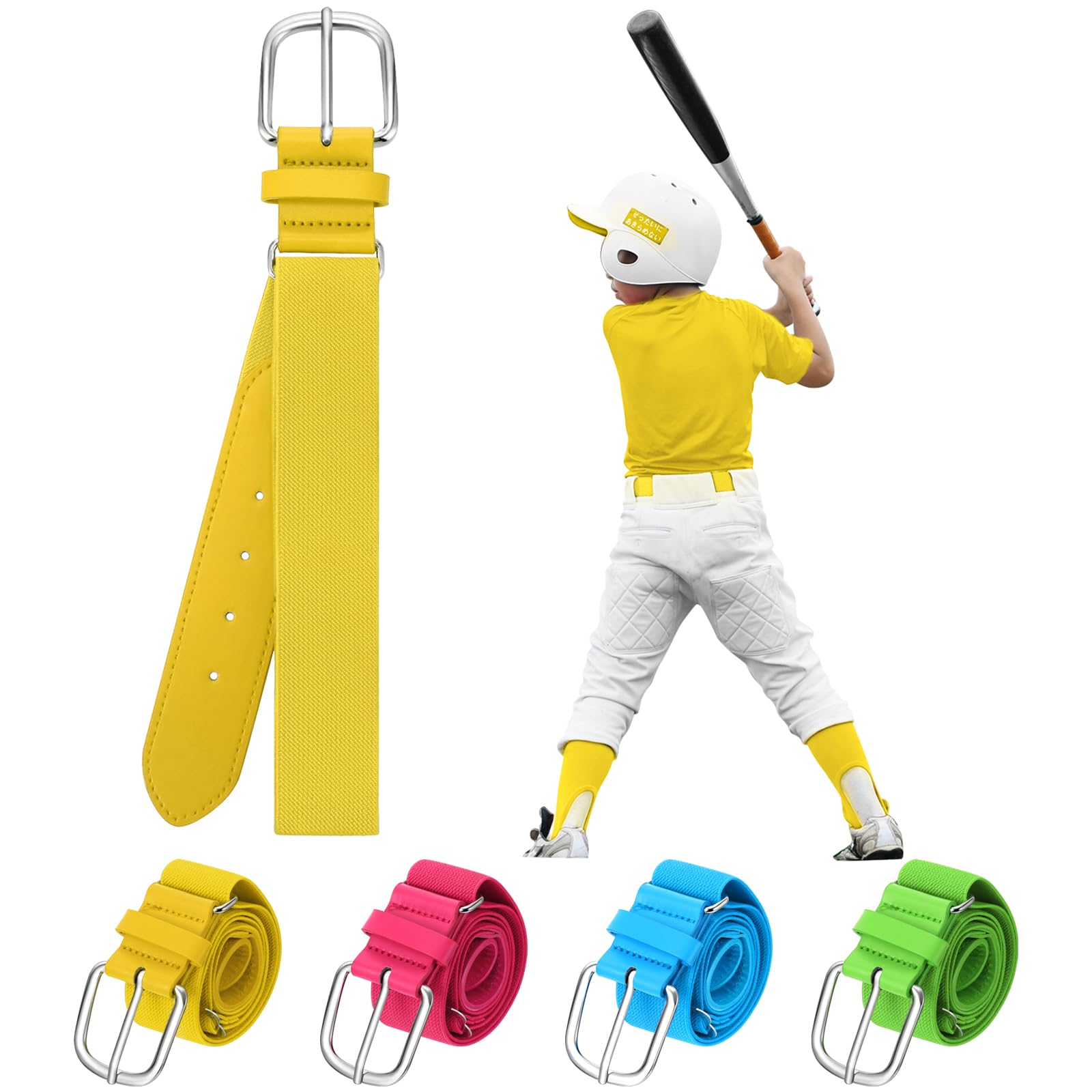 Panitay Youth Baseball/Softball Belt PU Leather Elastic Adjustable Uniform Belt Waist Belt for Boys Girls Youth