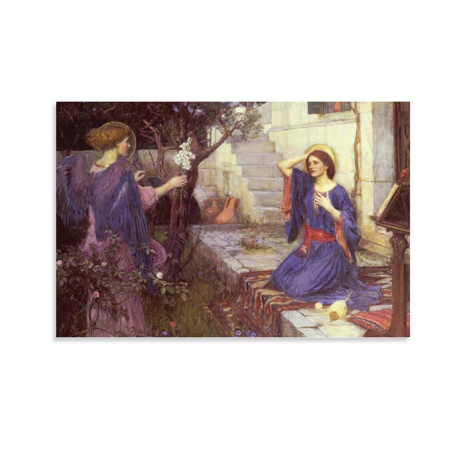 John William Waterhouse Prints 《The Annunciation》 Wall Art Poster Wall Art Painting Canvas Living Room Prints Bedroom Decor 12x18inch(30x45cm) — image 1