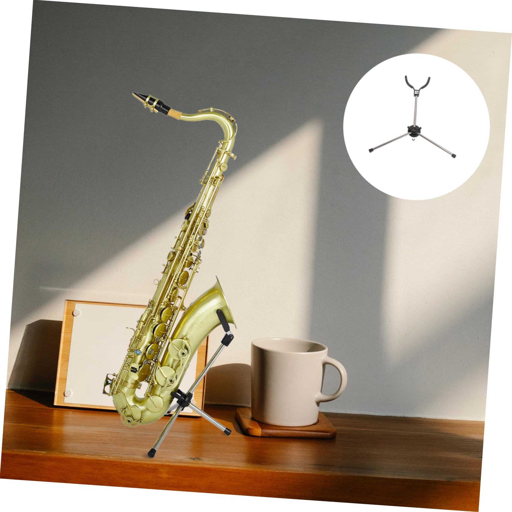 OFFSCH Folding Saxophone Stand Saxophone Holder Compact Portable Tripod Stand Holder for Musical Instruments