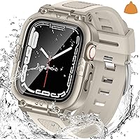 Vista 15 de Goton Estuche impermeable 3 en 1 con correa para Apple Watch con protector de pantalla de vidrio templado incorporado de 40 mm, cubierta frontal