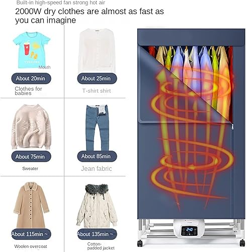 Miniatura 5 de Secadora de ropa eléctrica de 2000 W, Secadora de ropa portátil, Secadora de ropa eléctrica, 560L Secadora de ropa impermeable de gran capacidad con