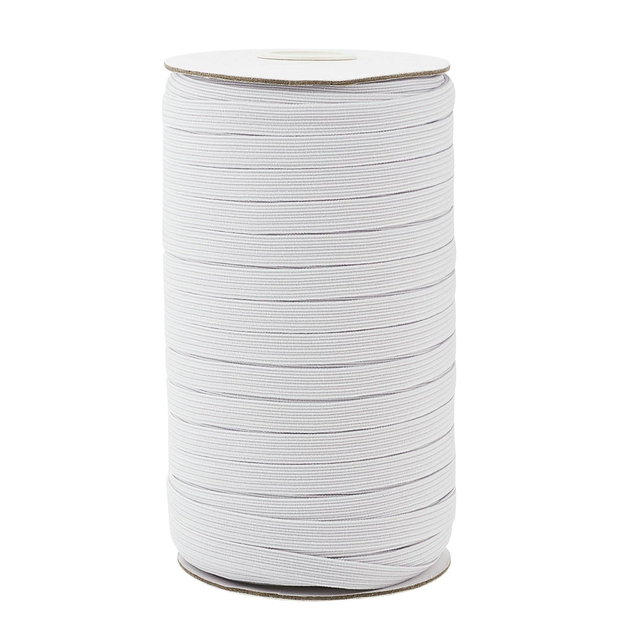 1 Rollo de Hilo elástico de Fibra Plana en Blanco y Negro, Hilo elástico para Manualidades, 4~14 mm, Blanco, 10 mm, 100 Yardas por Rollo