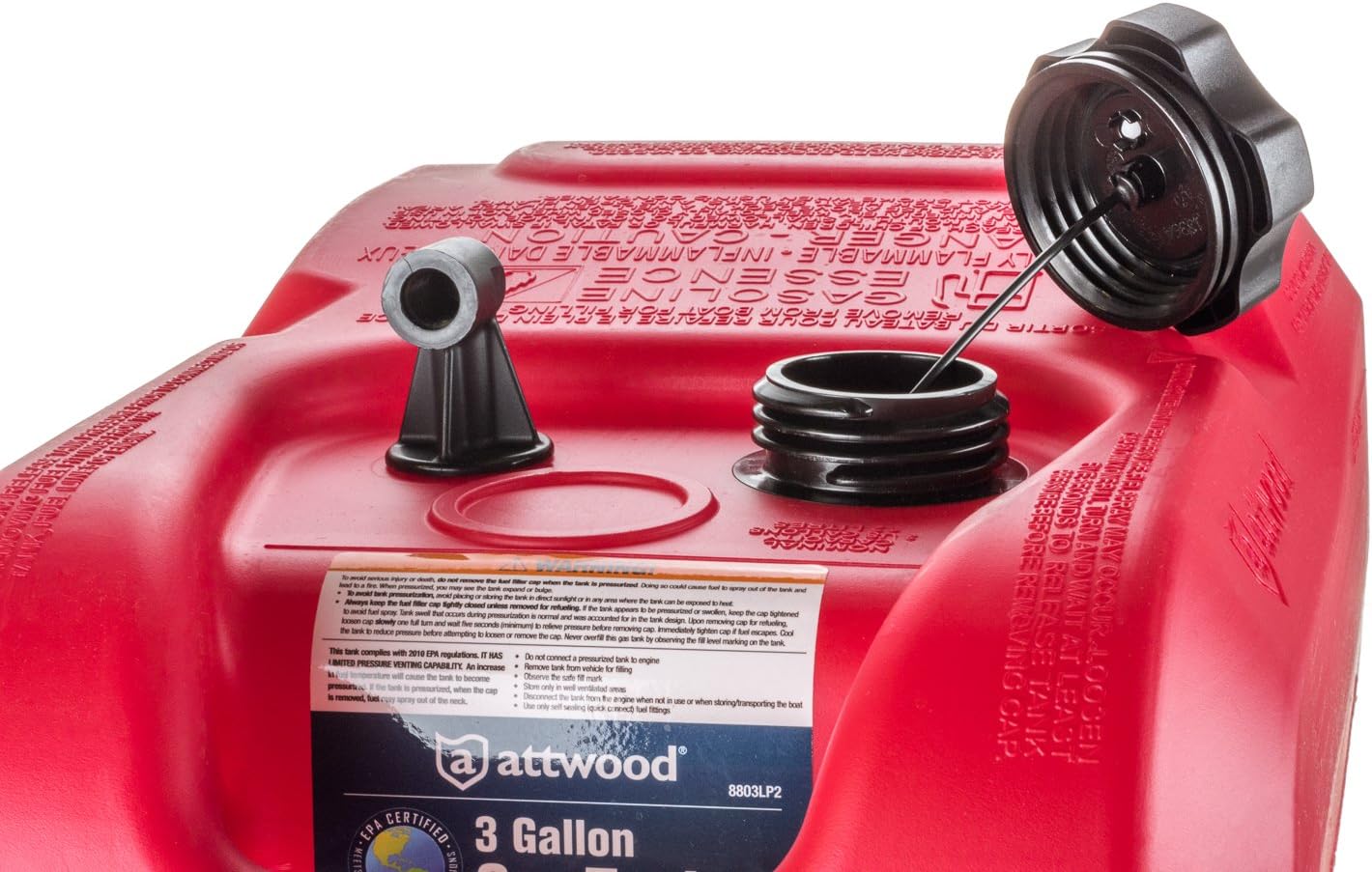 Attwood 8803LP2 EPA and CARB Certified Portable Boat Gas Tank, 3 Gallon Capacity : Boat Fuel Tanks : Sports & Outdoors
