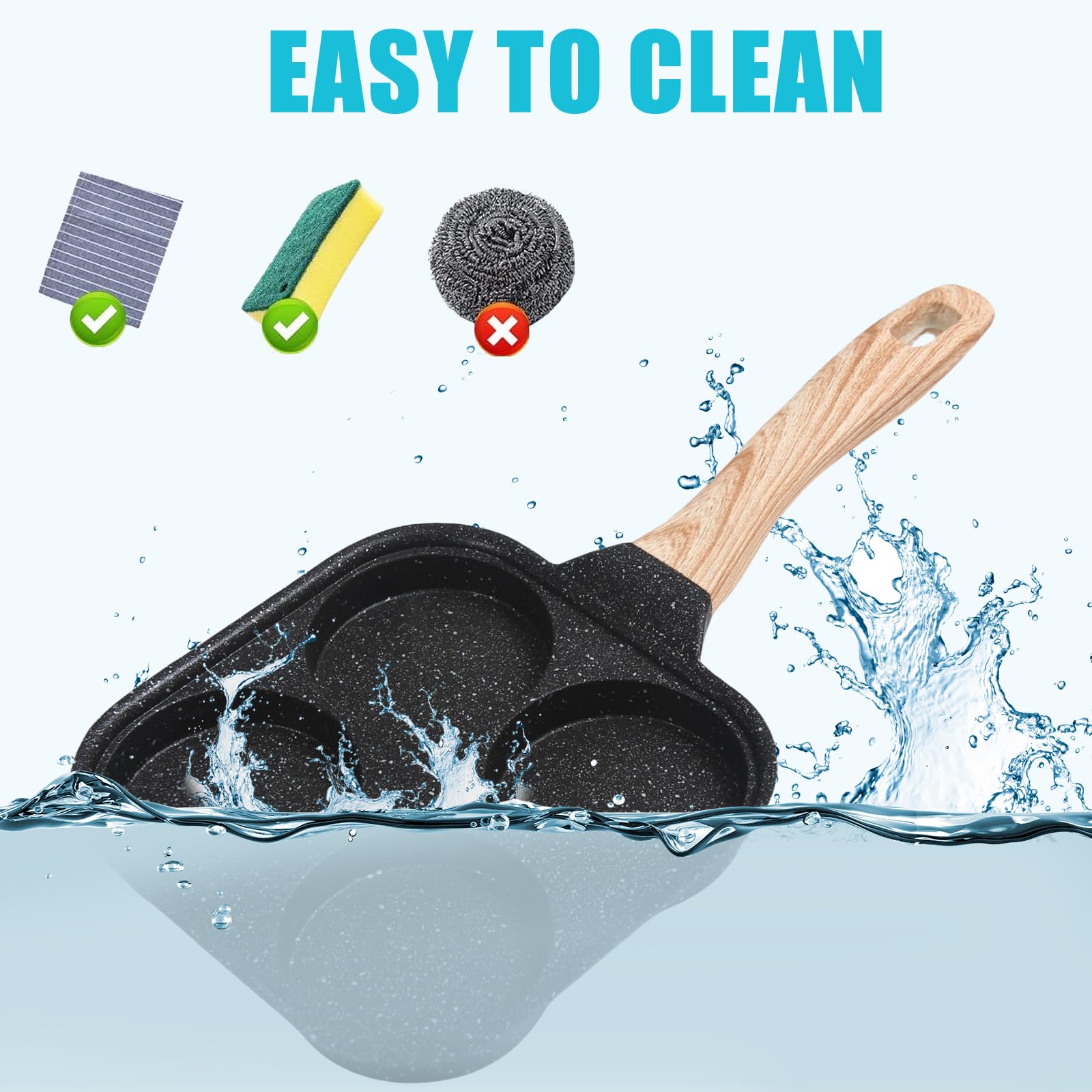 Padella Per Uova A 4 Fori Con Coperchio - Antiaderente, Per Induzione, Include Spazzola Olio E Spatola - Foto 7