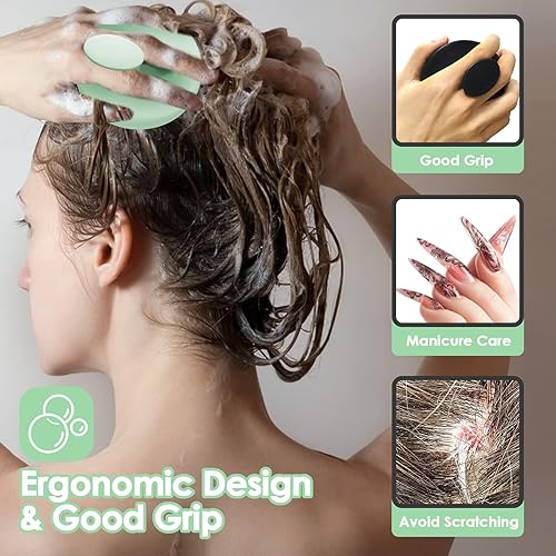 Miniatura 4 de VWMYQ Cepillo de champú de silicona suave para el cuero cabelludo, limpiador de cuero cabelludo mejorado para eliminar la caspa para cabello húmedo