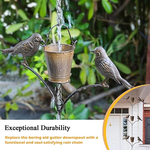 Miniatura 3 de taman Juego de Cadena de Lluvia, Cadena de Lluvia de Pájaros de 6.52 pies para Canalones, Reemplazo de Bajante Funcional y Decorativo, Cadena de