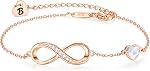 CDE Infinity Cœur Lettre initiale Femmes Bracelets Bijoux Cadeau pour Femmes ,Personnalisé Alphabet Lettre Charm Design,Eauproof,7"+2" Chaîne réglable convient à la plupart des poignets, Cadeaupour toutes les occasions spéciales