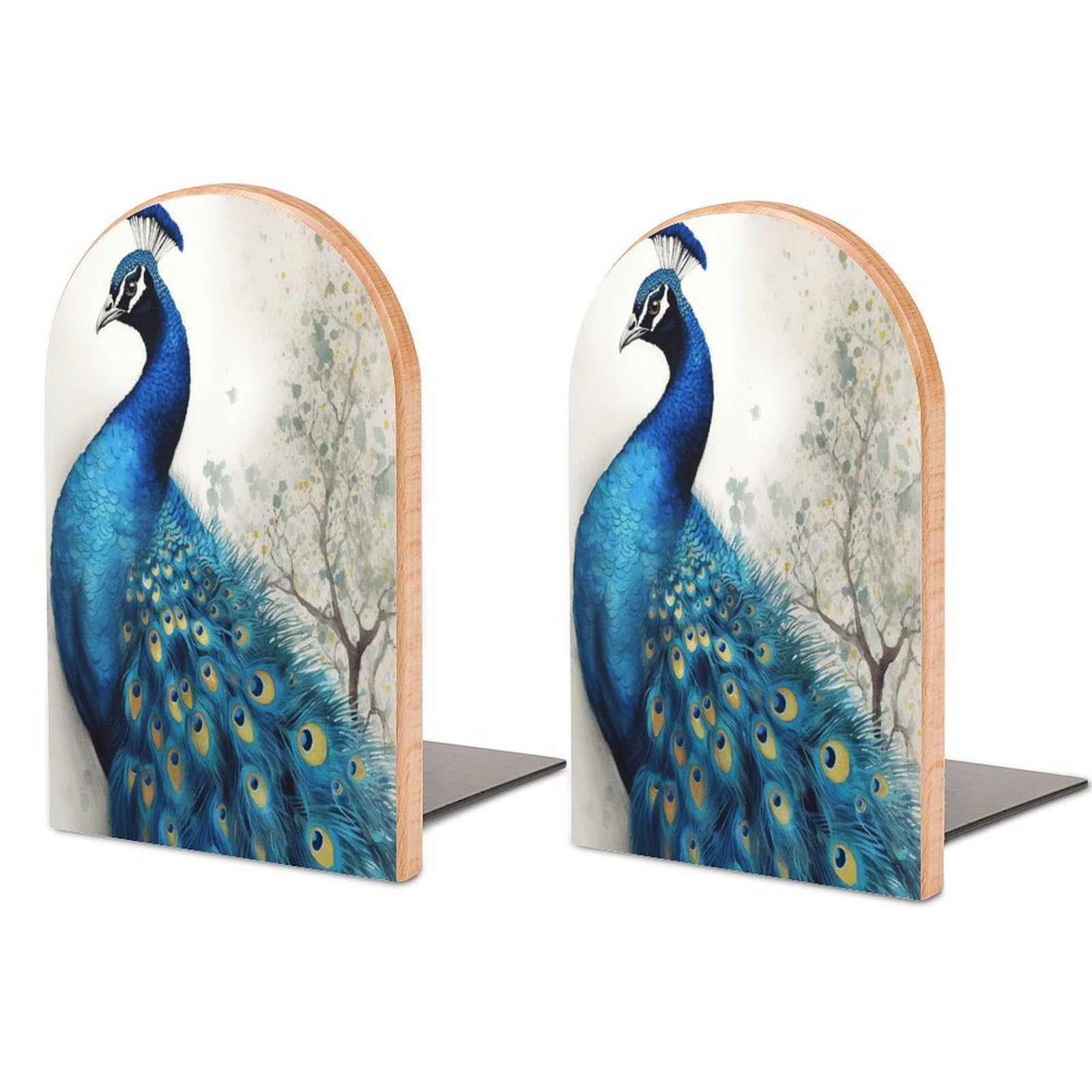 Sujetalibros de pavo real azul económico soporte para libros de madera casa