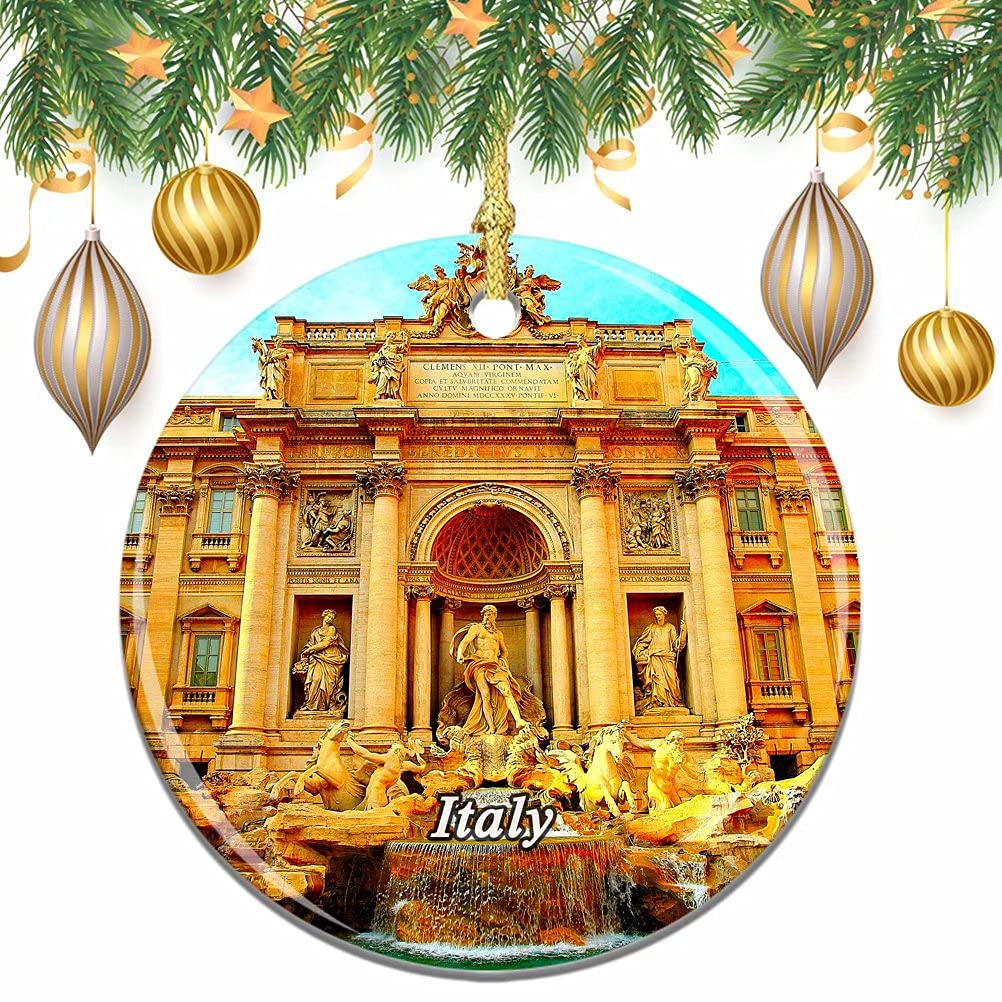 Desert Eagle Tcgj3311 Italy Trevi Fountain Rome Christmas Xmas Tree Ornament Decoration Wedding Hanging Pendant Decor City Travel Souvenir Collection