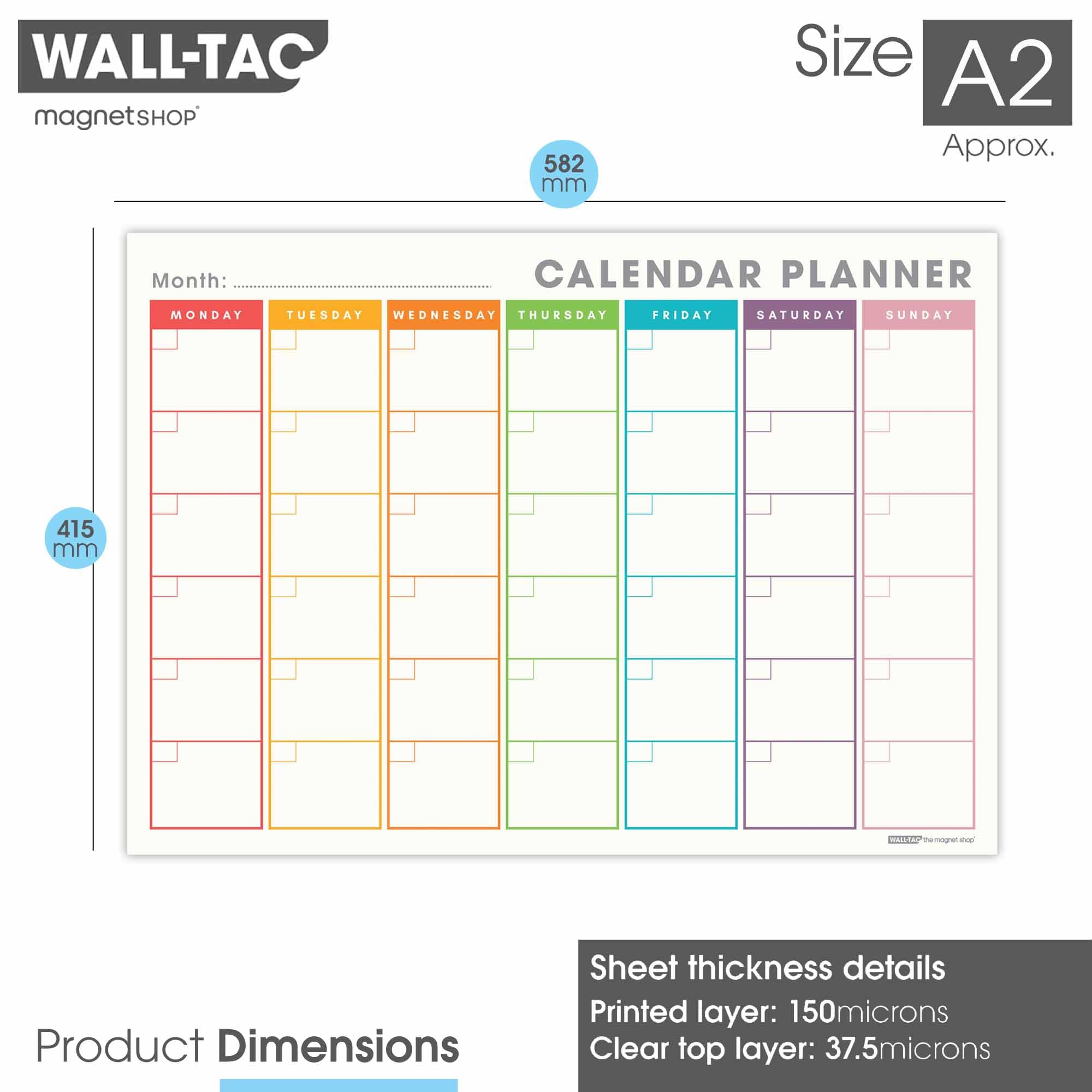 Calendrier Mural Effaçable à Sec 122x81 Cm - Planificateur Sans Date, Avec Zones Notes Et Tâches, Pour Bureau Ou Maison - 8