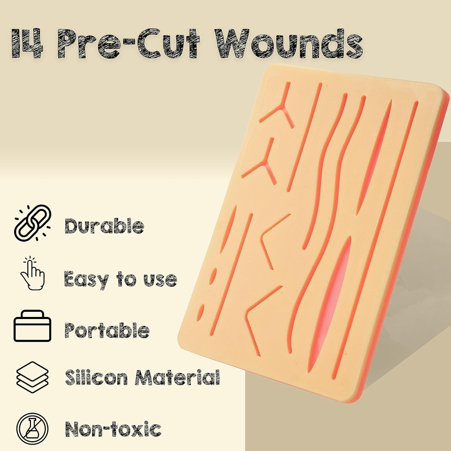 THEODORE Premium Suture Practice Kit Including Large Silicone Suture Training Practice Pad and Suture Tool kit, Silicone Suture Practice Model for Medical Students (Practice Kit 35 Nos) (35) 4