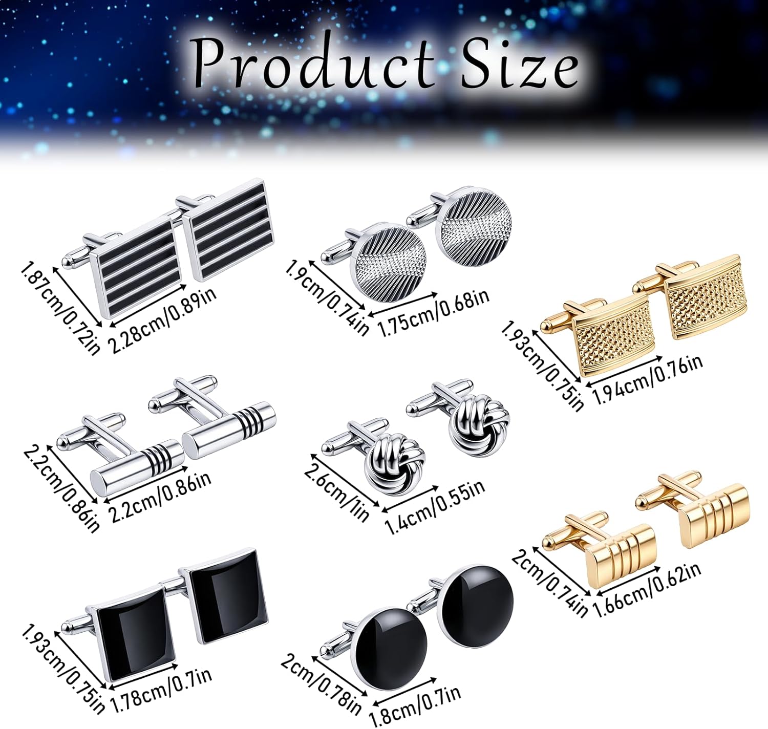 26Pcs Men's Cufflinks and Tie Clips Set, Classic Tone Cuff Links Necktie Bar Clips for Business Shirts Tuxedo Wedding Groom Elegant Gift