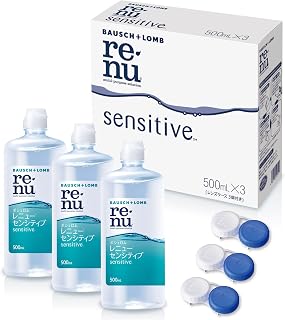 【3本パック】ボシュロム レニュー センシティブ 500mL×3 コンタクト洗浄液 お得な大容量 うるおい成分 やさしい付け心地 エコパッケージ
