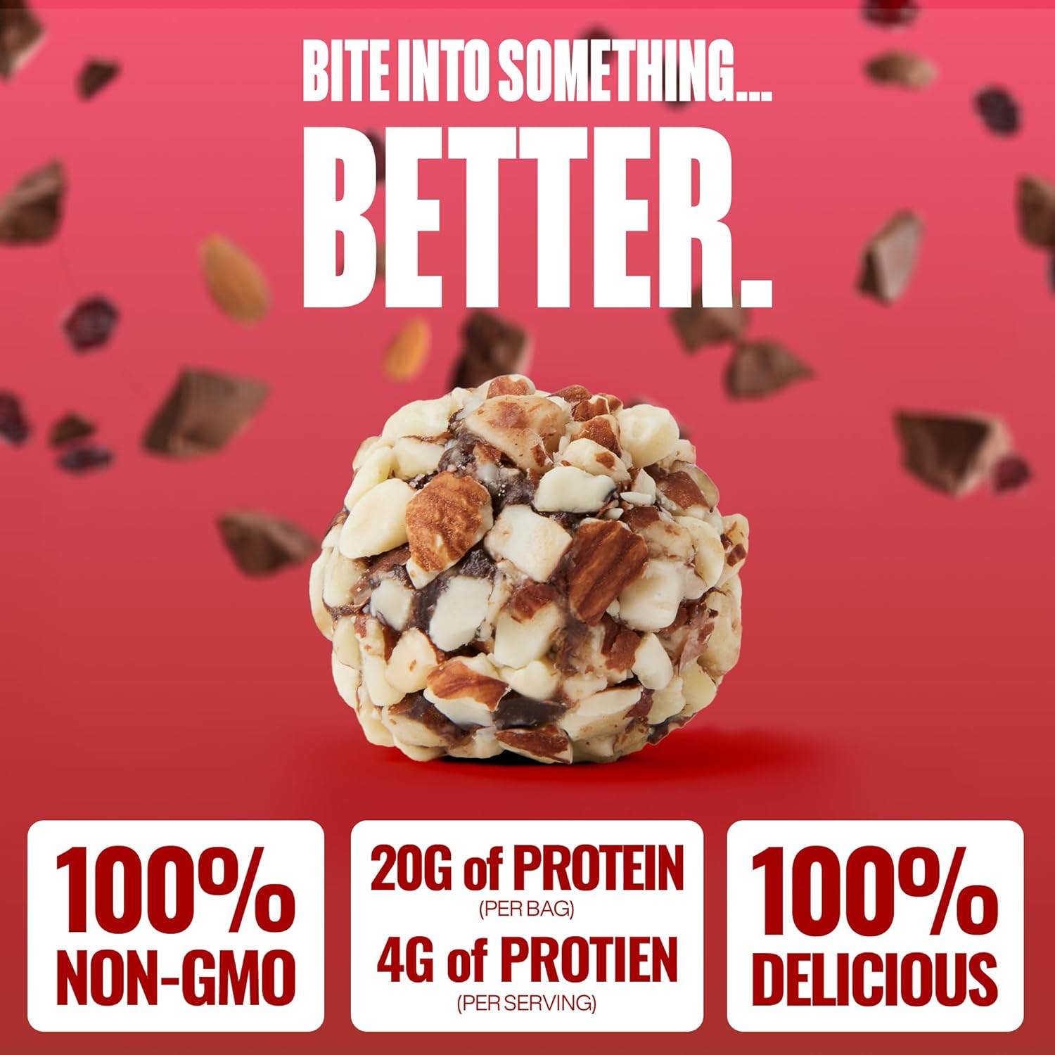 The GFB Chocolate Cherry Almond Protein Bites - Gluten Free, Plant Based, Non GMO, Sustainably Made – Ridiculously Tasty, Healthy, Vegan, Protein Energy Balls, 4 oz (6 Count)