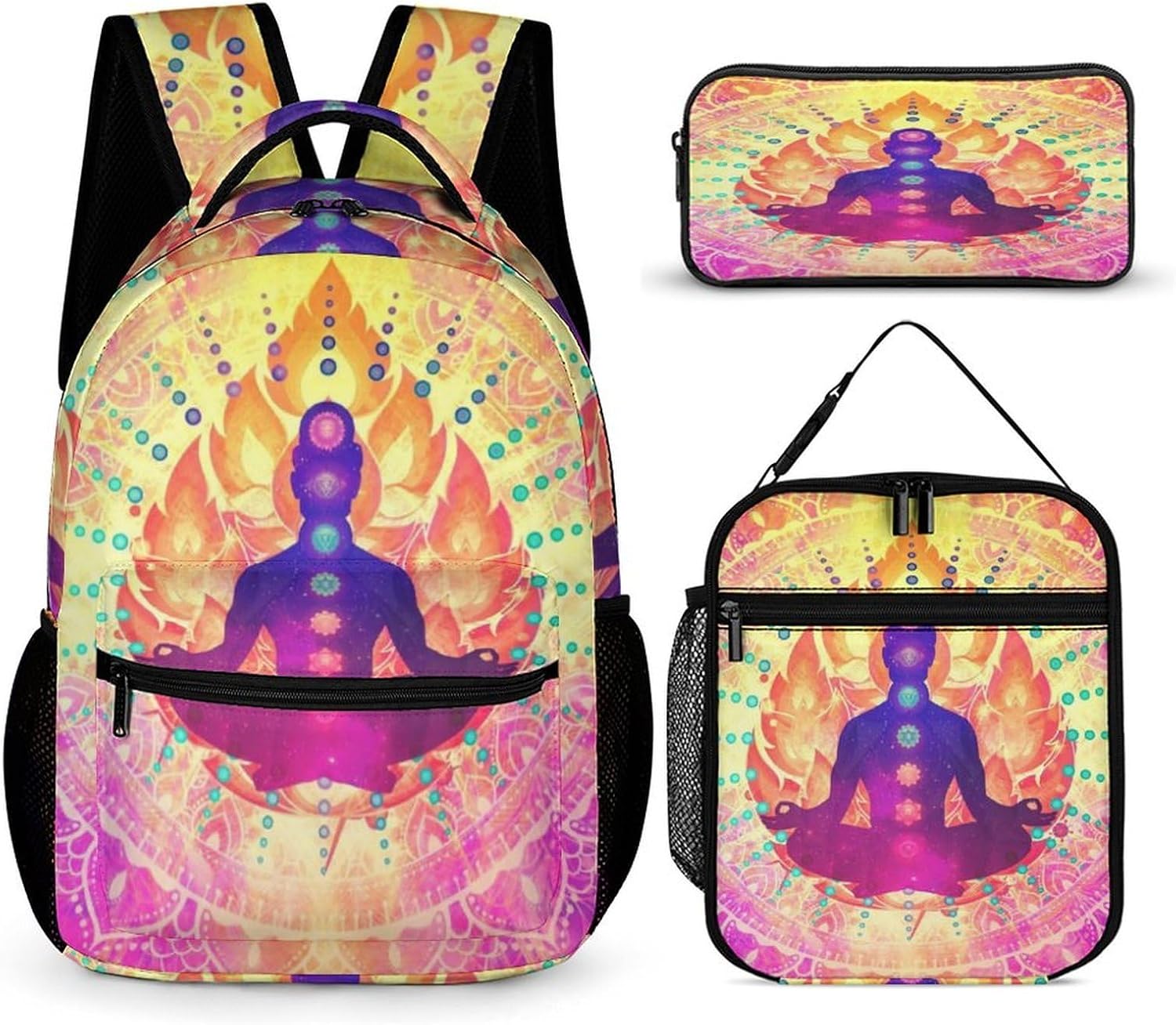 Colorful Mandala Yoga Meditation Backpack Set 3 Piece