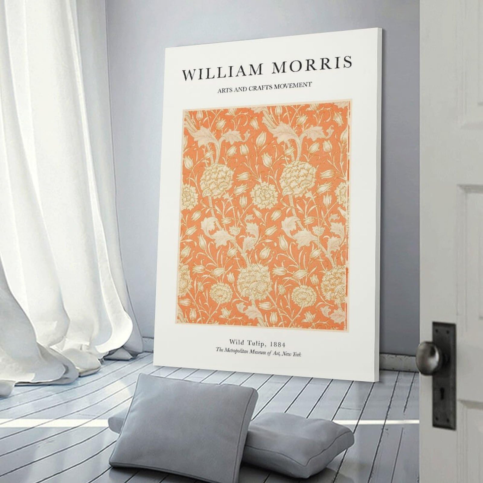 Junmoney Canvas Wall Picture William Morris Orange, 12x18inch(30x45cm), for Office, Study Or Home Workspace, Canvas Wall Decor for Creative Rooms