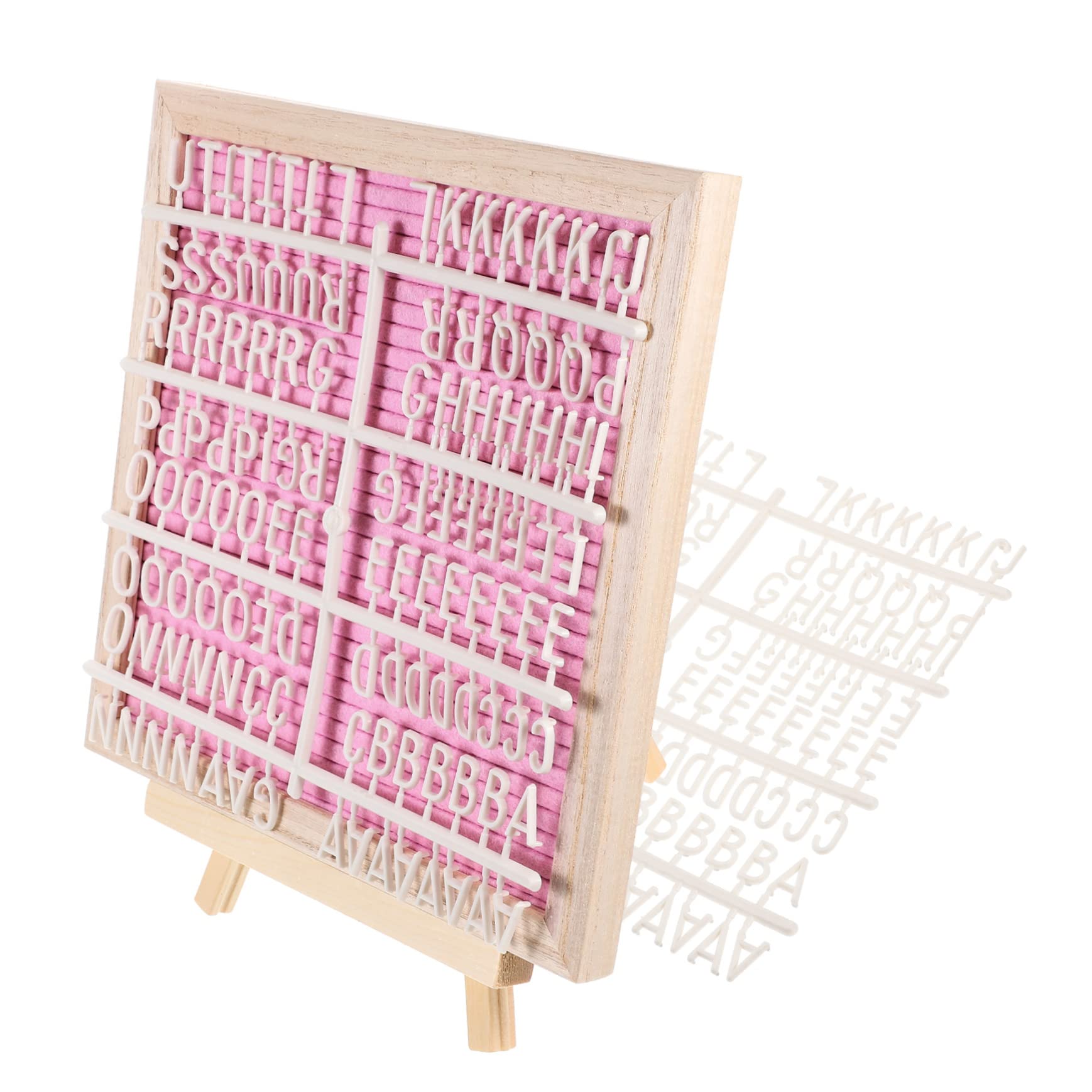 Tableau de Lettres en Feutre Rose, Cadre Bois, Double Face
