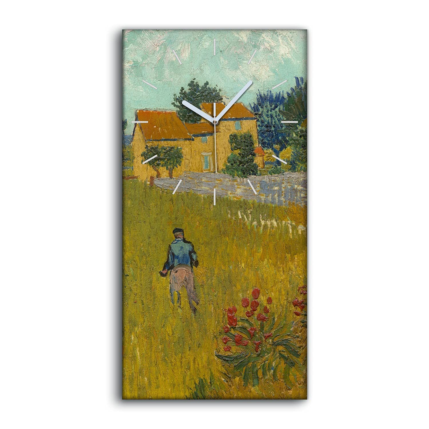 Horloge sur Toile 30x60cm pour Salon Ferme en Provence sans Tic-Tac