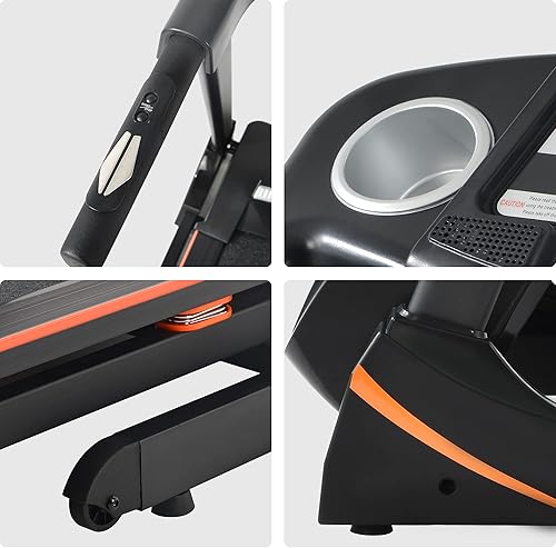 Miniatura 9 de XiaoMa Cinta de correr plegable de 3.5 HP con máquina de correr mediana inclinada de 330 libras, caminadora eléctrica con pantalla LCD, fácil