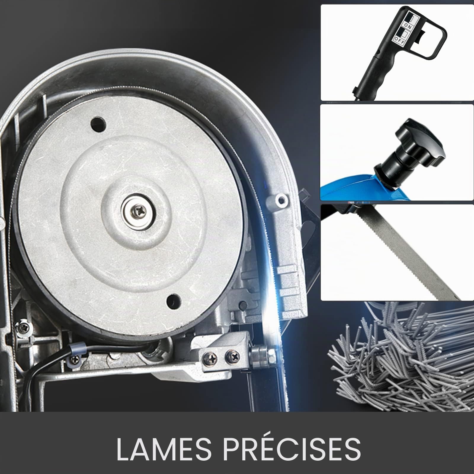 FlowerW Scies à Ruban Electrique 1000W 40-88m/min, Scie à Ruban à Métaux, Adaptée pour les Chantiers pour Couper du Bois/du Verre/du Métal