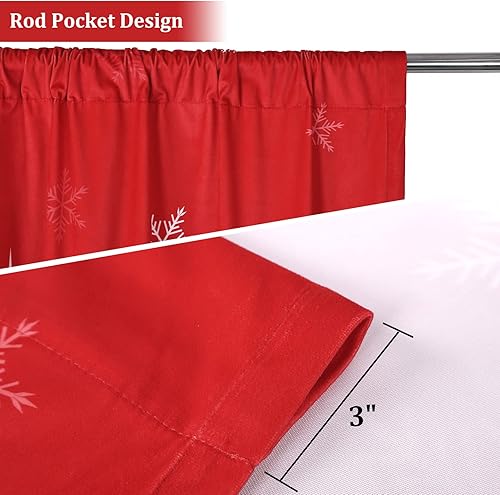 Miniatura 3 de GAOMON Cortinas de Navidad para sala de estar, juego de 2 paneles de 95 pulgadas de largo, decoración de copo de nieve de terciopelo, cortinas