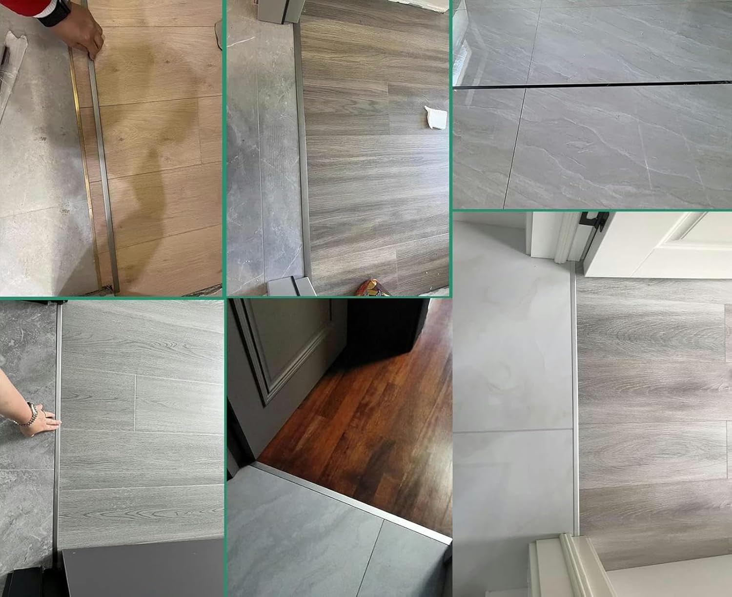 Aluminum T Molding Floor Transition Strip Flat Gap Covering Joining Strips, Heavy Duty Waterproof Threshold Transitions Edge Trim for Wood to Tile/Tile to Laminate Floor~/