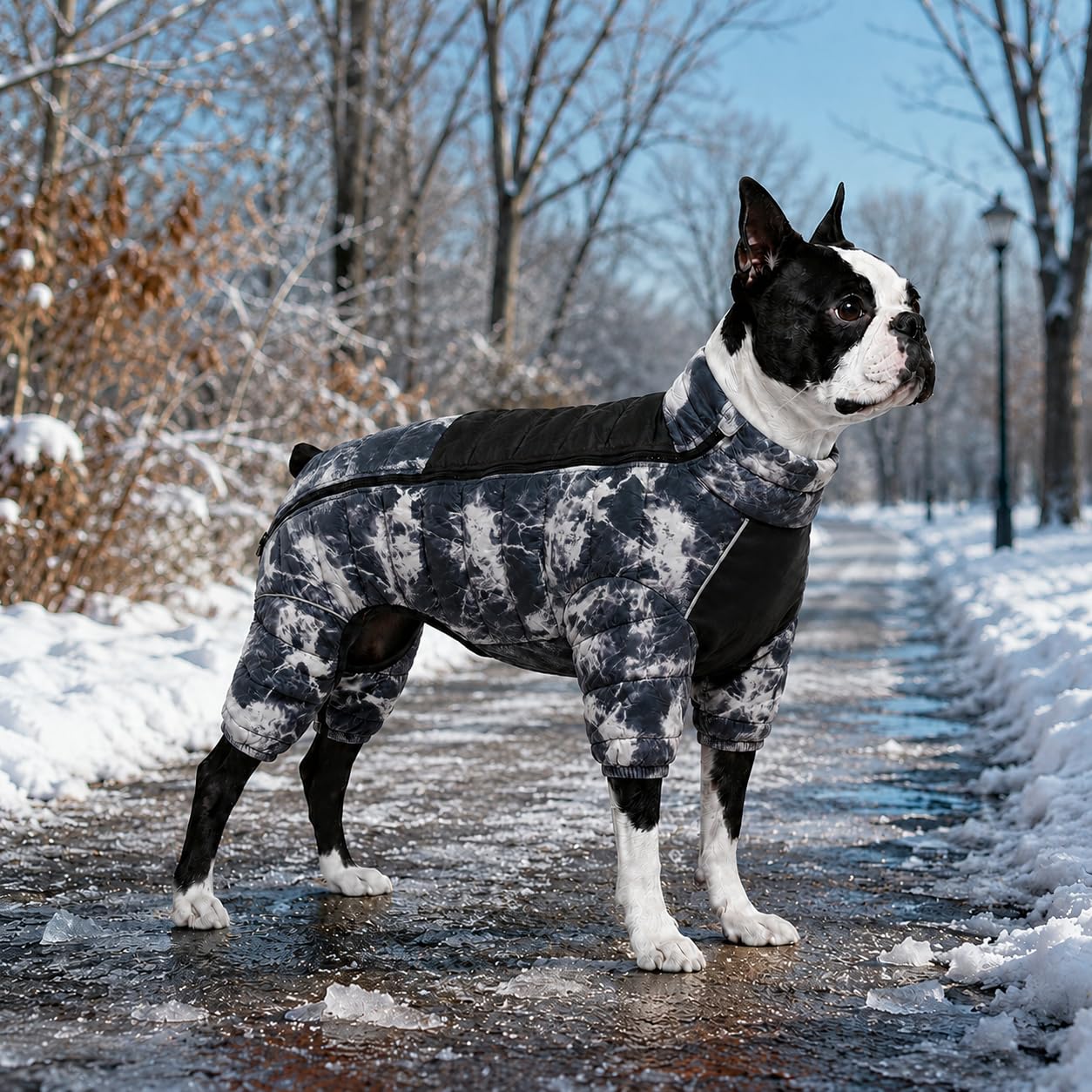 Manteau pour Chien, Veste Chaude à 4 Pattes Couverte, imperméable, Coupe-Vent, réfléchissante, avec Fermeture éclair réglable, pour Chiens de Petite, Moyenne et Grande Taille, micai, Noir, Taille M