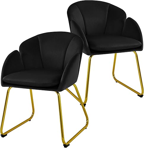 Miniatura 12 de Topeakmart Silla decorativa moderna, estilo floral, de terciopelo, con patas mentales doradas, para sala de estar, dormitorio, oficina en casa, 2