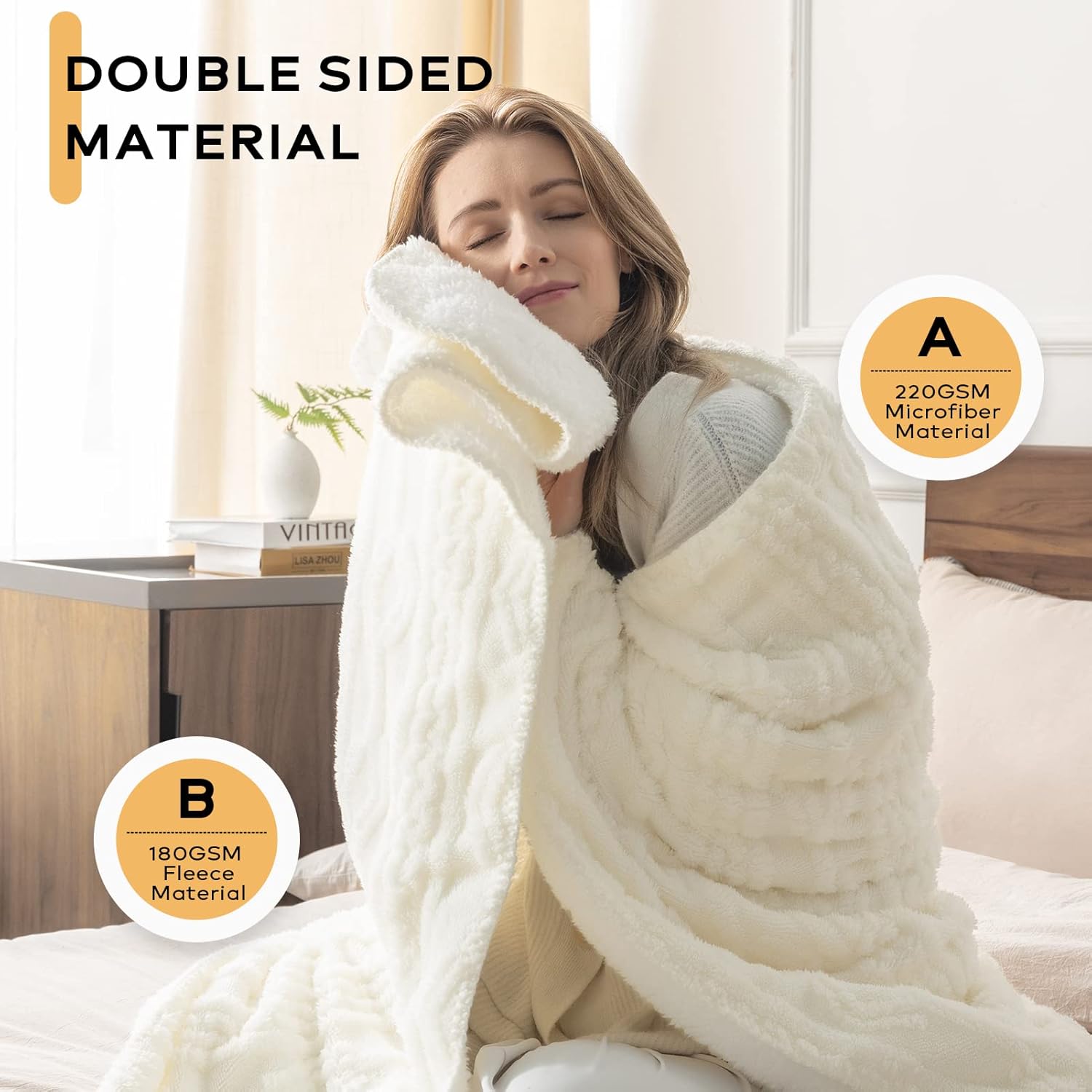 review Ashler Heated Blanket Throw Size, Soft Fleece Electric Blanket, Fast Heating Blankets with 10 Heating Levels & 1-9h Timed Auto Off, Machine Washable Heated Throws for Couch, Beige, 50X60 Inches