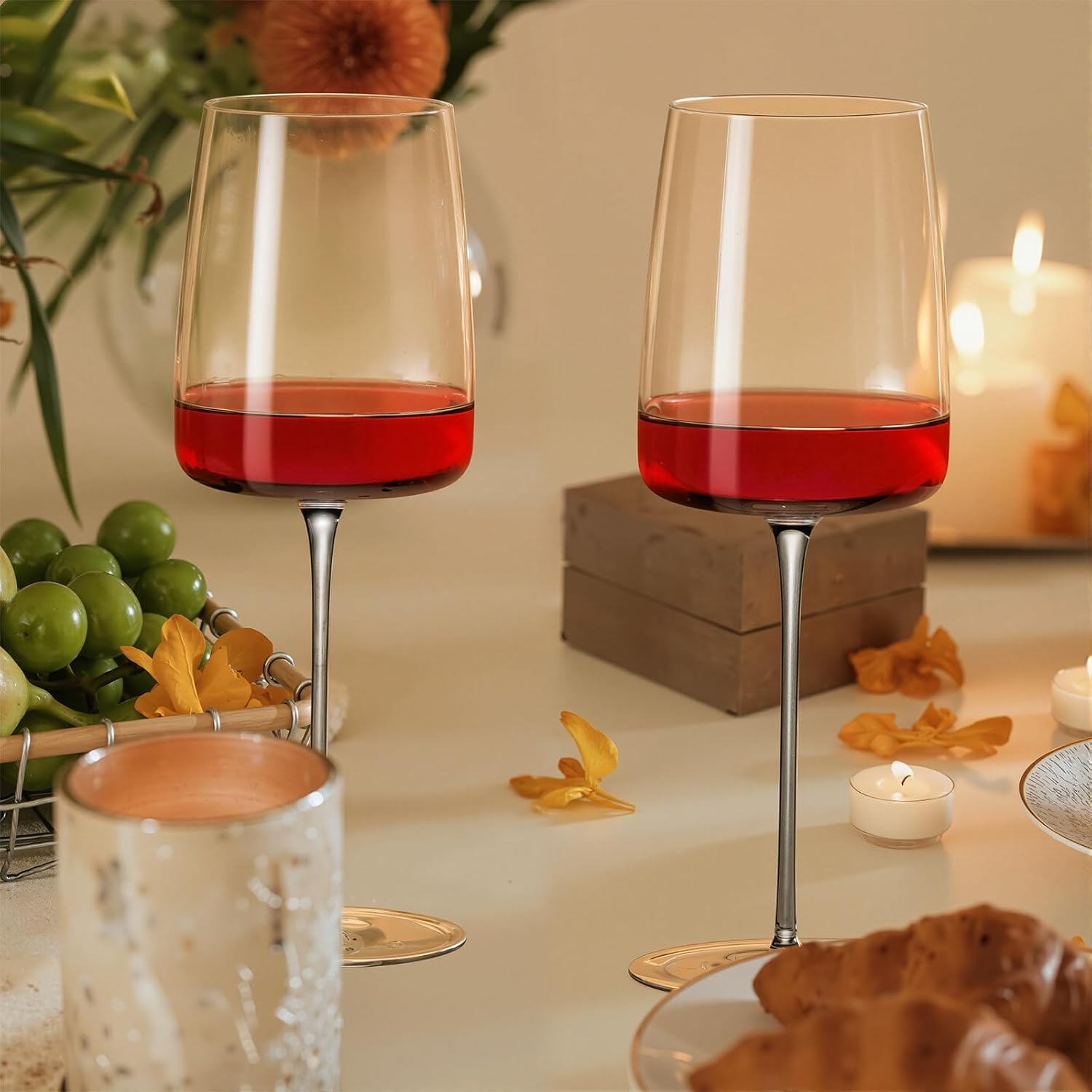 KAMMAK Wine Glasses Set of 2, 17.92 oz Hand Blown Crystal Bordeaux Wine Glasses, Thin Rim & Long Stem, Perfect for Red & White, Daily Use, Wedding or Birthday Gift with Gift Box, RW23174 - Image 6