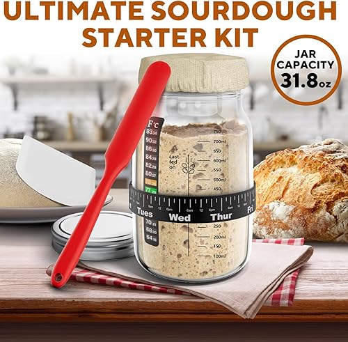 Miniatura 5 de Ultimate - Kit de tarro de masa madre de 31.8 onzas, tarro de masa madre reutilizable para hornear fácilmente el pan, perfecto para hacer tu masa