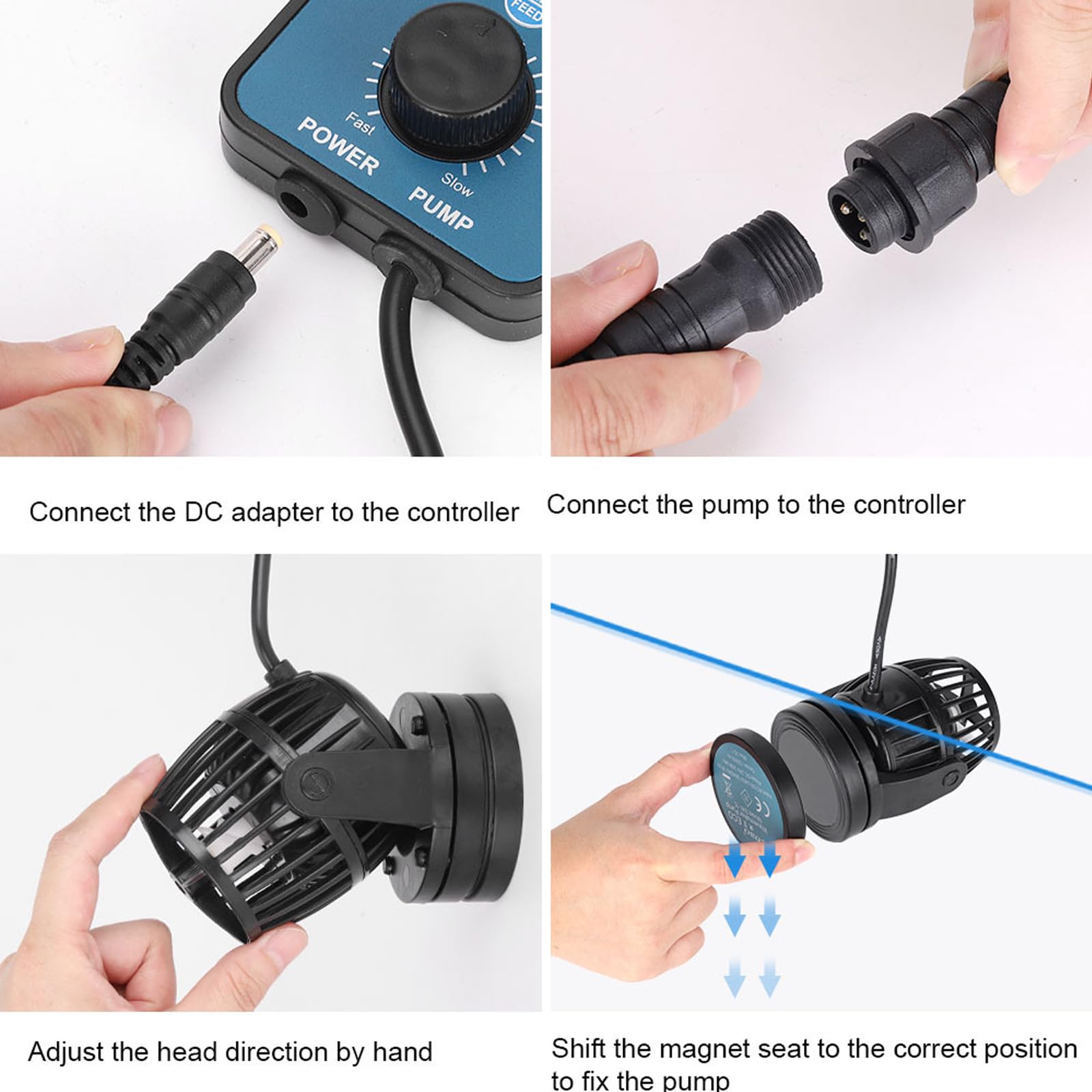 Aquarium Wavemaker Wave Maker, Bomba de Flujo de Acuario con Controlador Inteligente, Ajuste de Rotación de 90° y Silenciosa, Bomba de Circulación Wavemaker Para Peceras, Acuarios, Estanques, Fuen 5w