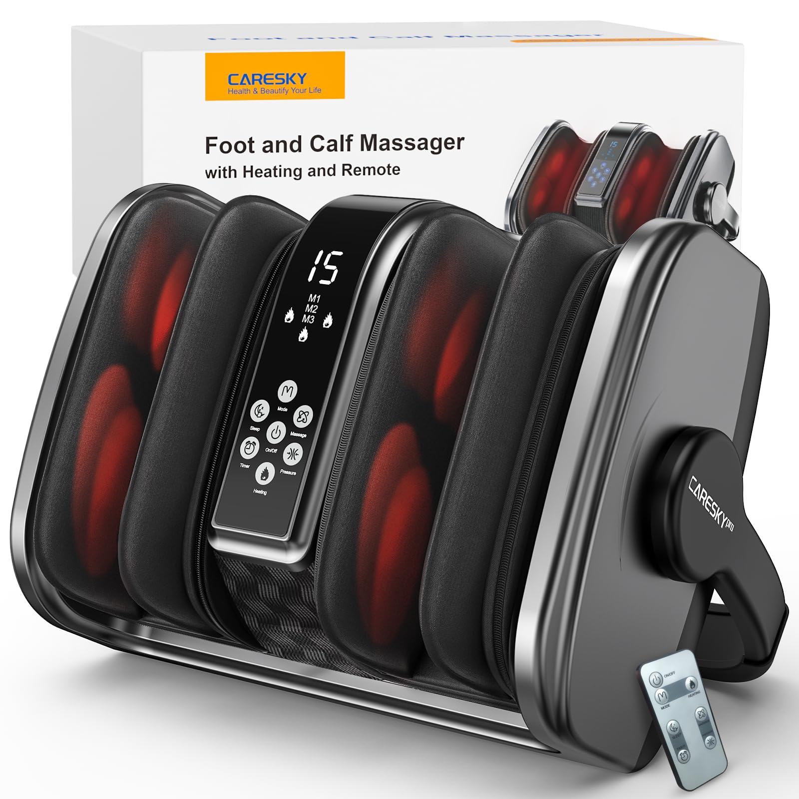 CARESKY Foot Massager with Heat FSA HSA Eligible Shiatsu Foot Massager for Plantar Fasciitis Neuropathy Pain Relief Deep