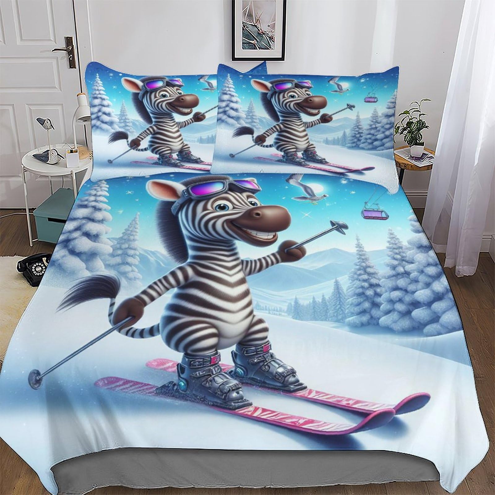 Linge de lit zèbre pour une chambre King chaleureuse et cosy