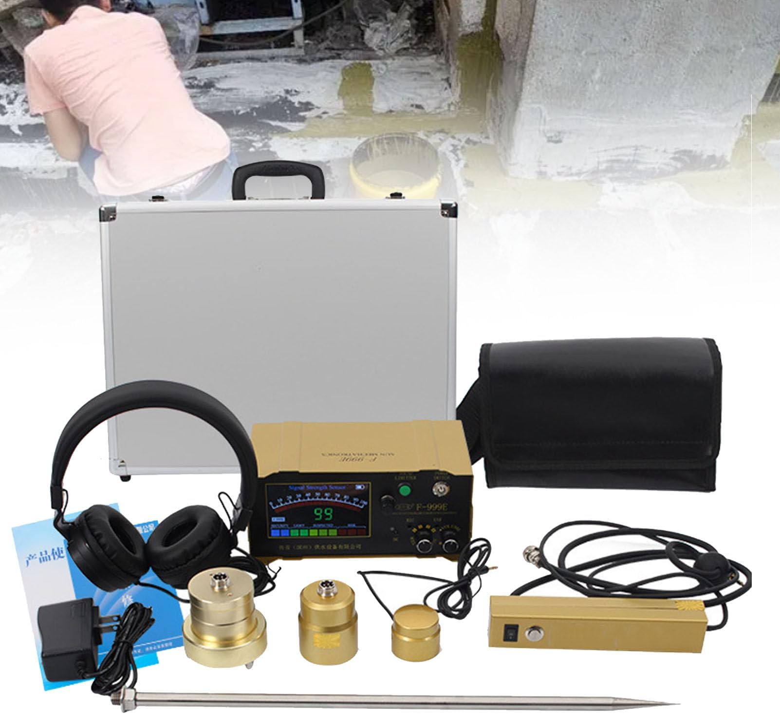 Water Leak Detector, Adjustable Frequency LCD Display for Underground Pipe Monitoring in Construction and Home Plumbing