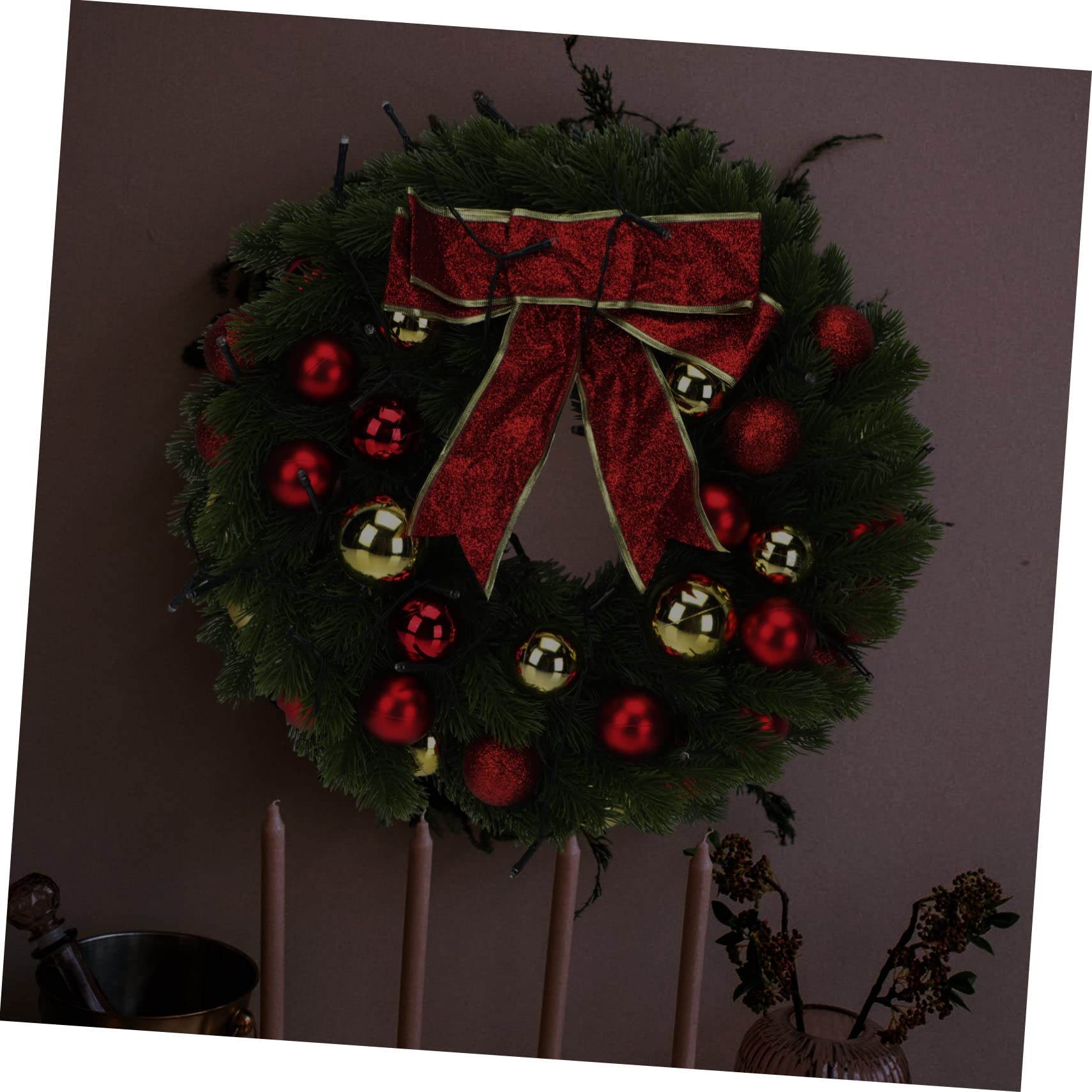 Uonlytech Décoration de Noël Lumineuse Guirlande Couronne de Noël avec Lumière Décoration Suspendue de Ornement