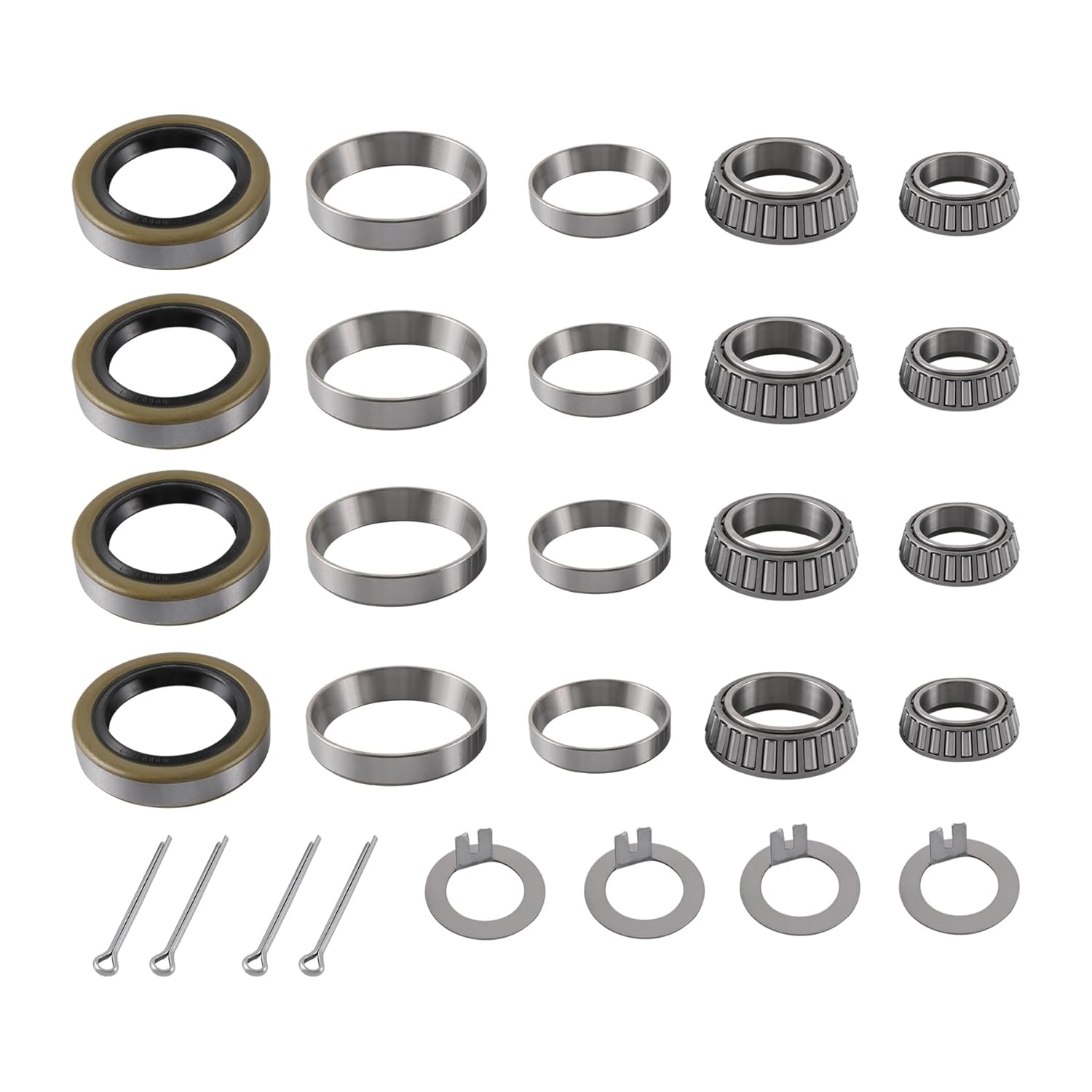 Trailer Hub Wheel Bearing Kits L68149/L68111 L44649/L44610 Grease Seal 171255TB 10-19 I.D. 1.719'' for 3500 LB EZ-Lube Axles and #84 Spindle (Set of 4)