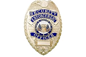 SECURITY OFFICER Costume Badge, Enameled & Plated, Pin Catch Design, 3-1/8", Nickel-Brass SHIELD BADGE