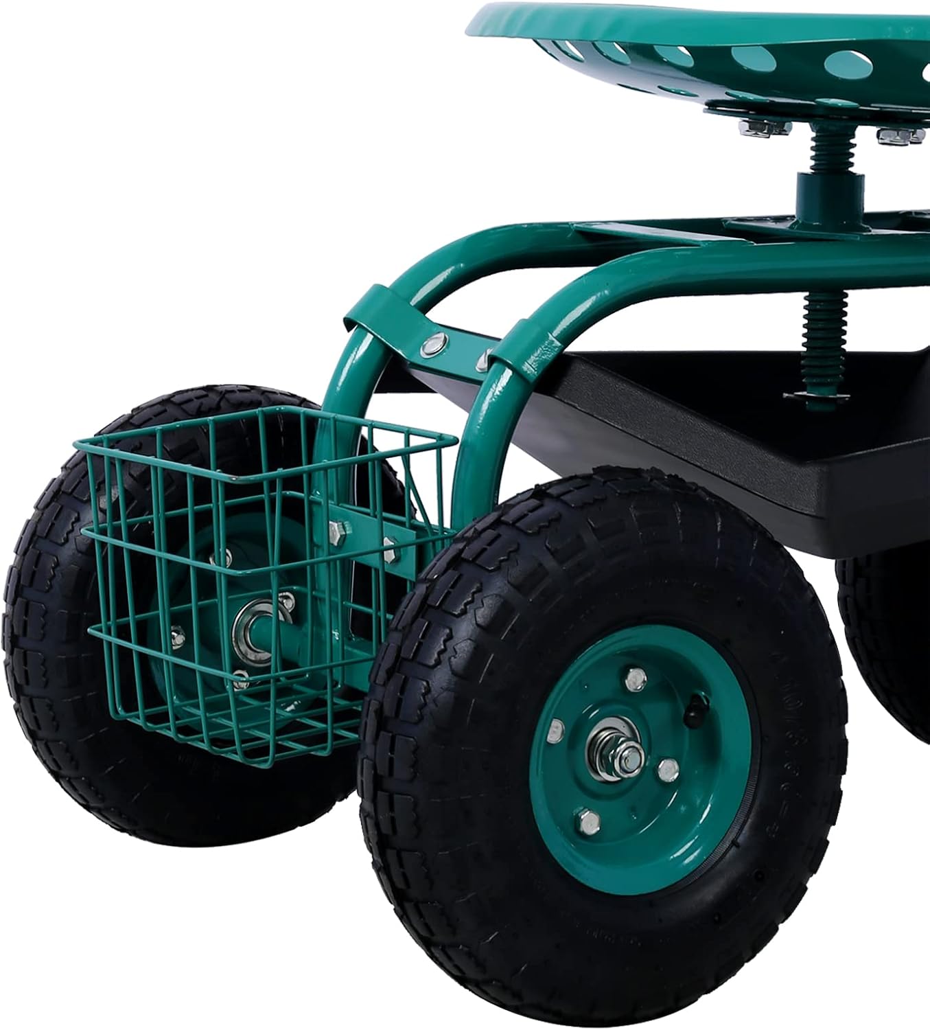 Rolling Garden Scooter Garden Cart Seat with Wheels and Tool Tray, 360 Swivel Seat,Green