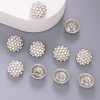 Vista 3 de Jerler 10 piezas AB Sliver Rhinestone Botones Adornos de Cristal Coser en Botones de Ropa