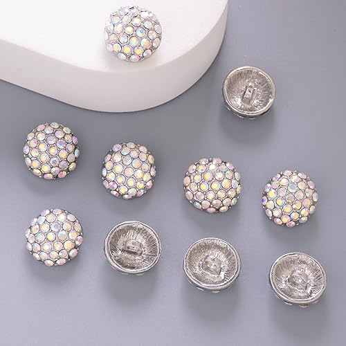 Miniatura 3 de Jerler 10 piezas AB Sliver Rhinestone Botones Adornos de Cristal Coser en Botones de Ropa