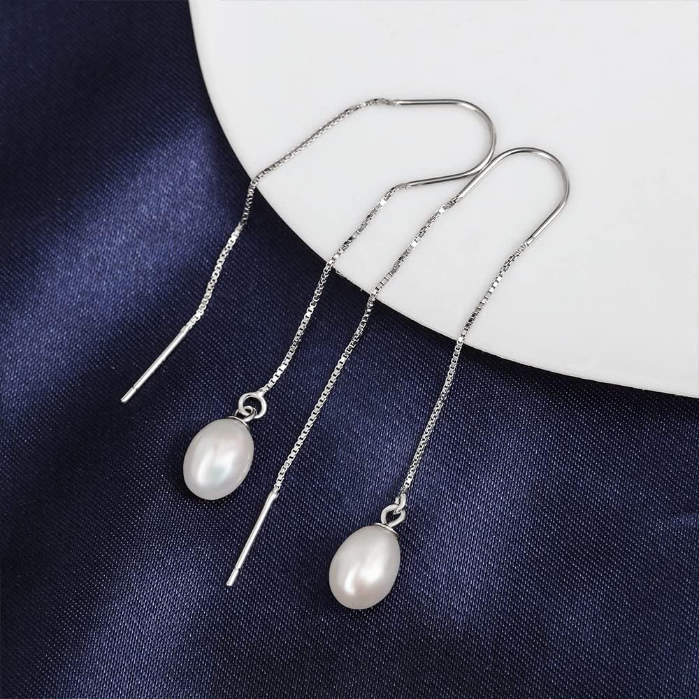 925 Sterling Silver Freshwater Pearl Earrings for Women Trendy Fashion Jewelry Gift