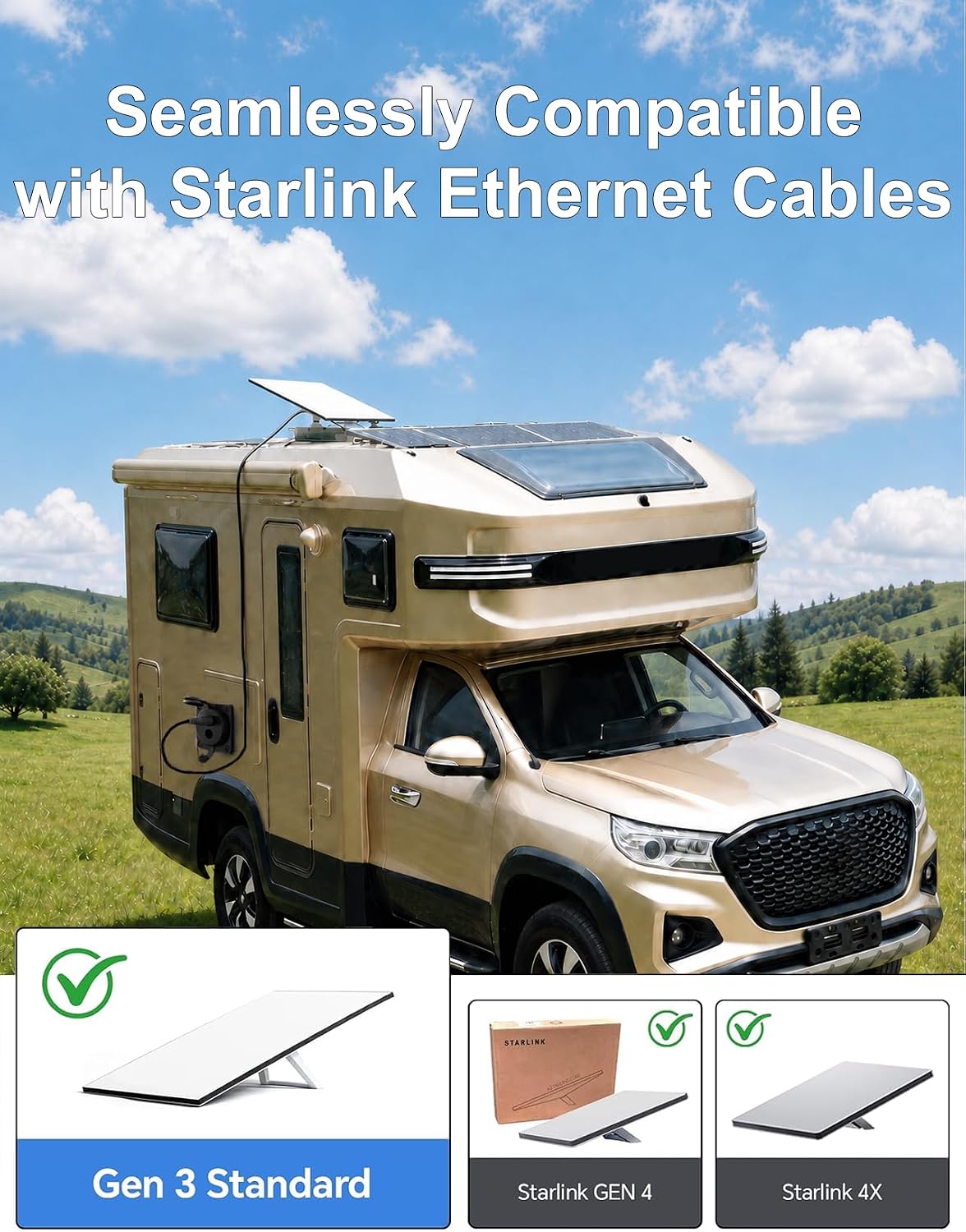 2in1 Waterproof Pass Through Rj45+Dc Wall Socket for Starlink Gen 3/4 Mini