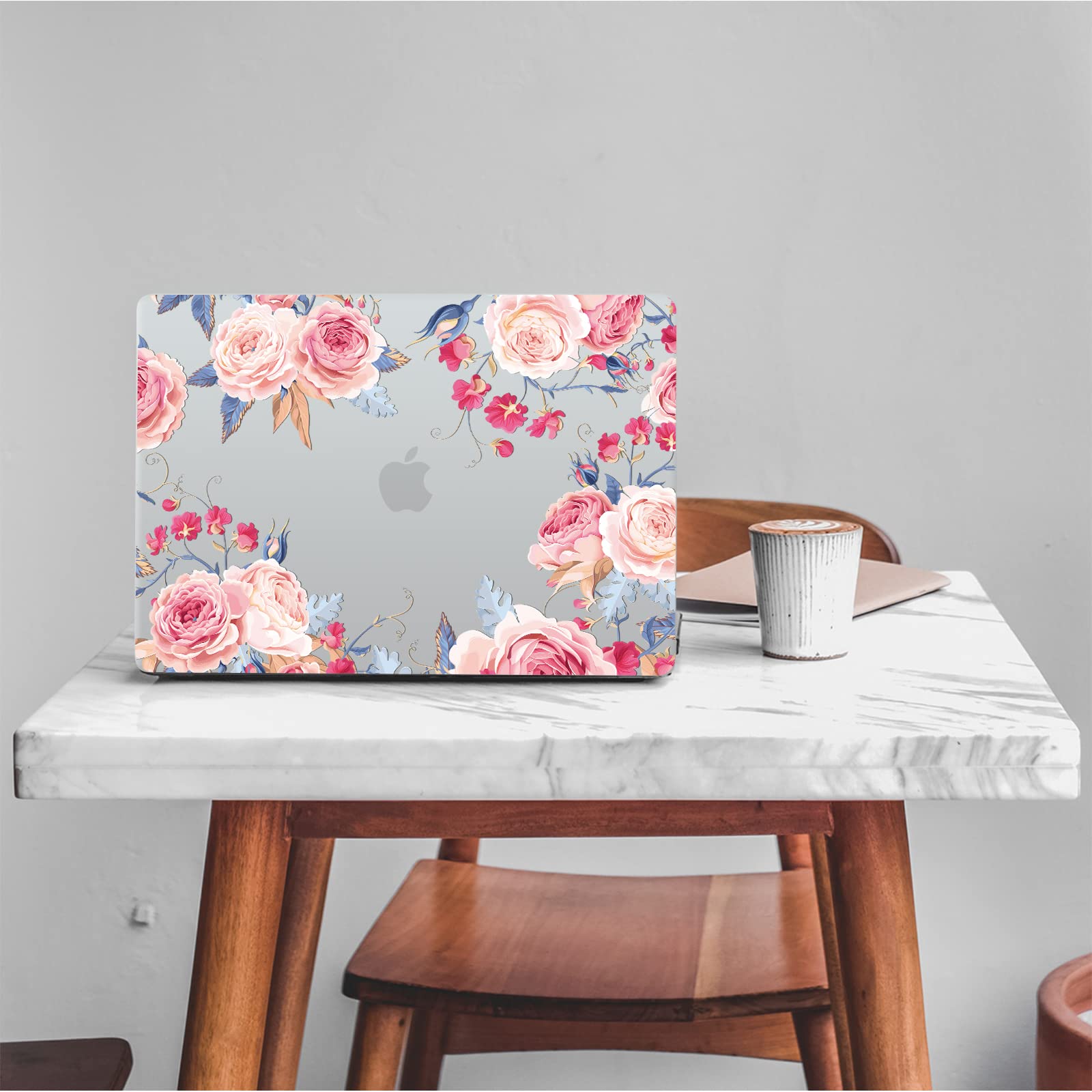 Kompatibles MacBook Air 13,6 Zoll Hülle 2022-2026 Release Modell: M4 A3240/A3449 M3 A3113 M2 A2681 Chip, Bedrucktes Muster Hartschale Laptop Hülle für MacBook Air 13,6 Zoll，Rose Flower A4