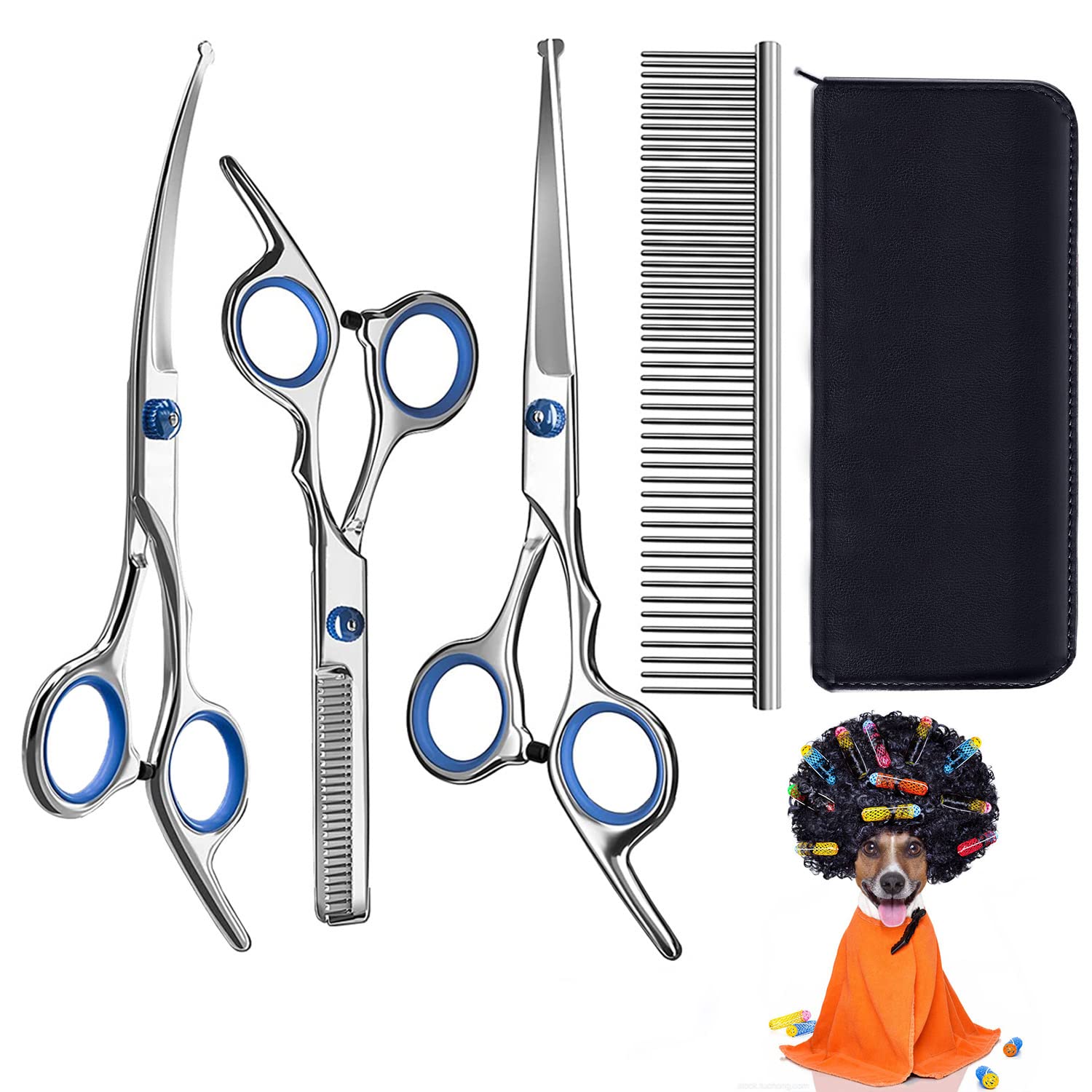 パワフルに切れるカーブシザーセニングシザートリマー犬トリミングペットスキバサミ Pet Trimming K9 New! Curve Trim Set ペット・カーブトリム