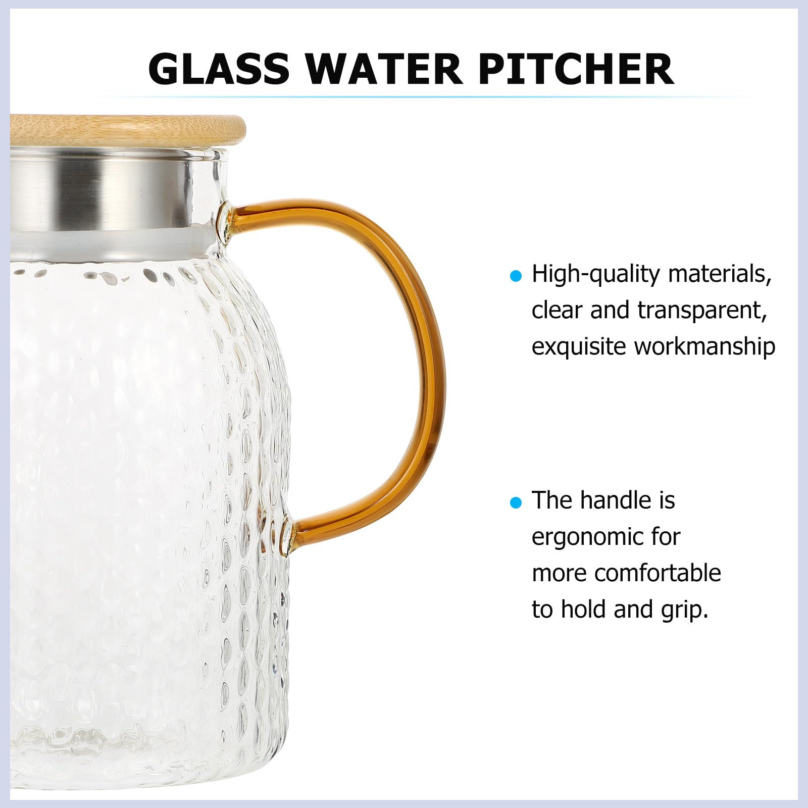 Großer Glaskrug für Kaltes Wasser mit Hitzebeständigem Glas Tropffrei und Verschleißfest für Küche und Täglichen Gebrauch